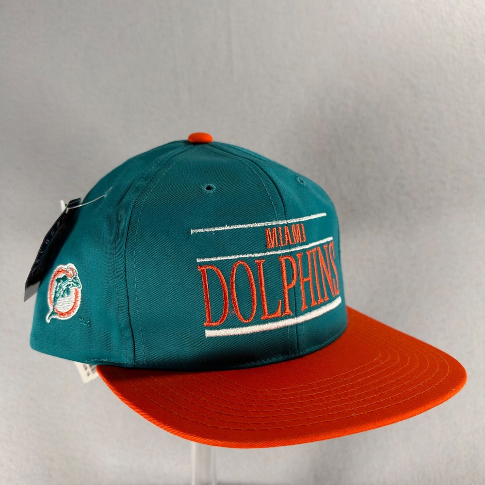 Miami Dolphins Annco 1990s Vintage NFL Snapback Hat NWT Teal Orange